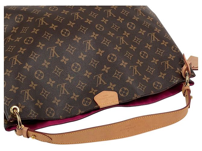 Borsa a Spalla Graceful MM di Louis Vuitton Marrone Rosa Monogramma - vista 9