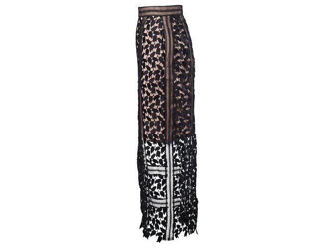 Falda Midi Floral Self Portrait Negro - vista 2