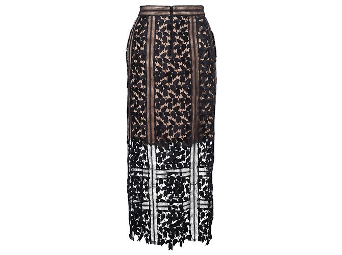 Falda Midi Floral Self Portrait Negro - vista 3