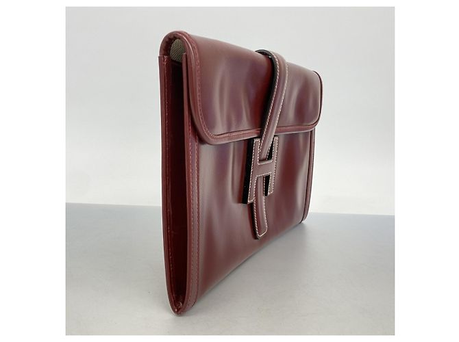 Borsa Clutch Jige PM di Hermès in pelle box bordeaux Bordò - vista 2