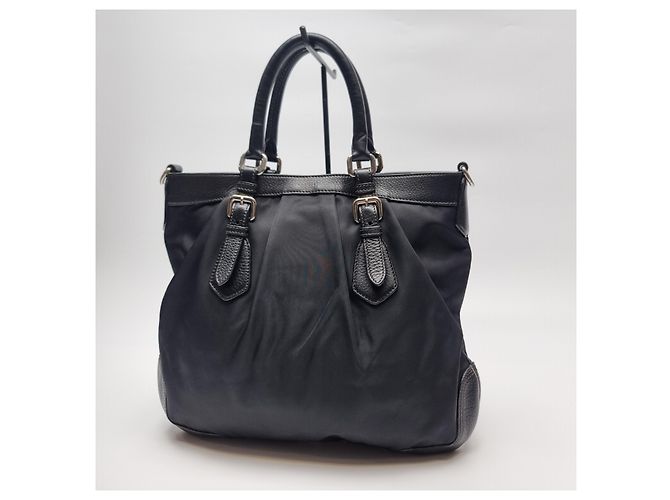 Prada Schwarze Nylon-Tote (Rinderlederbesatz) - Ansicht 10
