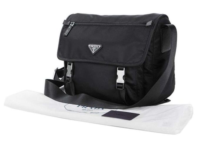 Prada Borsa a Spalla Pocono Buckle Messenger Nera Media ZOT Nero - vista 7