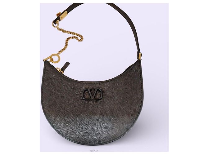 Valentino RQR Logo Signature Mini Chain Hobo Shoulder Bag Nero - vista 2