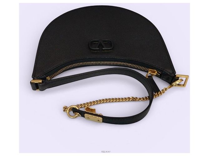 Valentino RQR Logo Signature Mini Chain Hobo Shoulder Bag Nero - vista 4