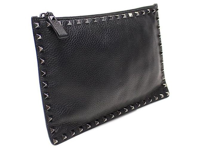 Valentino Pochette Clutch Rockstud Alce Nera Nero - vista 3