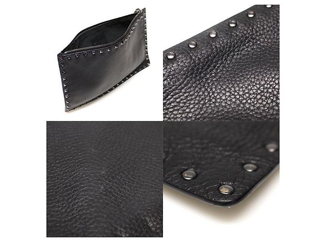 Valentino Pochette Clutch Rockstud Alce Nera Nero - vista 7