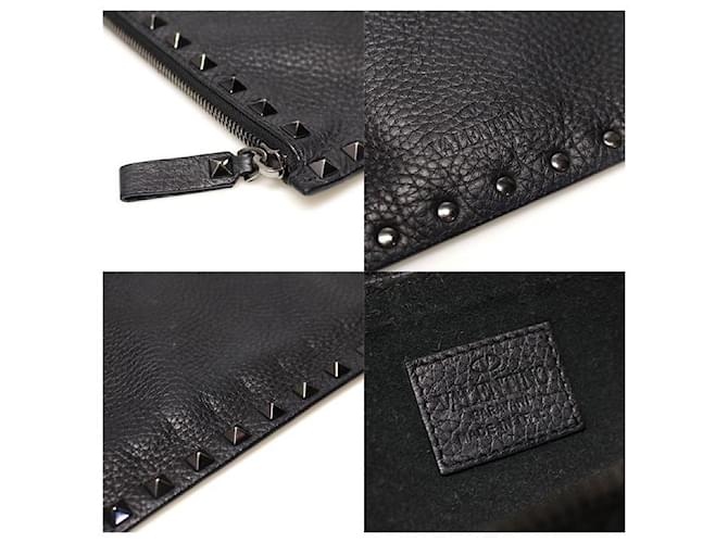 Valentino Pochette Clutch Rockstud Alce Nera Nero - vista 8