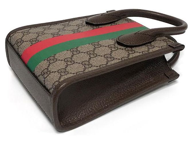 Gucci Borsa Mini Tote Tiger GG Marrone - vista 3