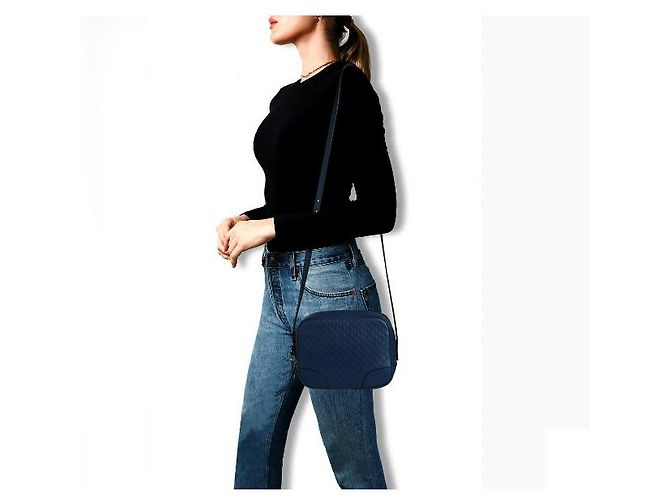 Gucci Borsa Disco Incrociata GG Shima Blu - vista 10