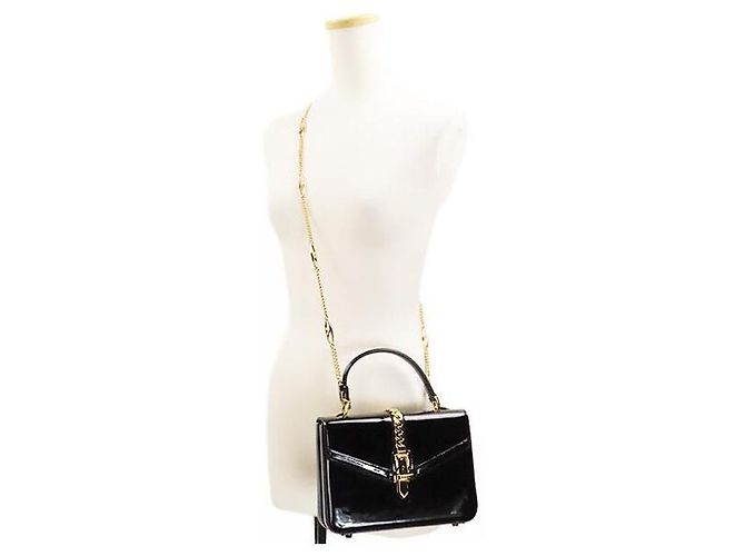 Gucci Borsa mini a manico in vernice nera Nero - vista 13