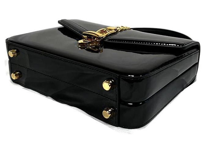 Gucci Borsa mini a manico in vernice nera Nero - vista 3