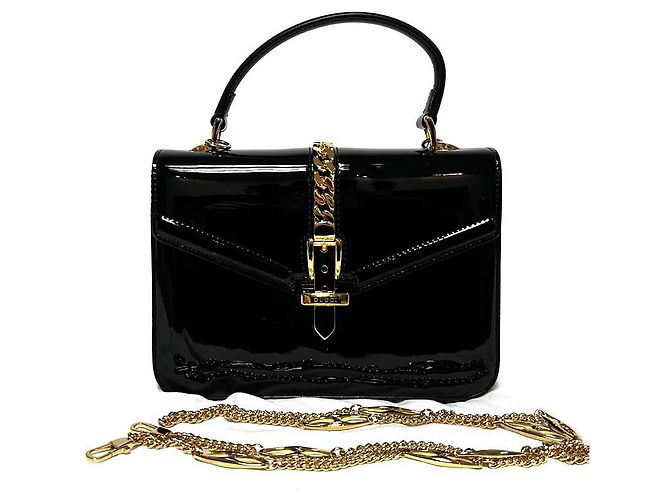 Gucci Borsa mini a manico in vernice nera Nero - vista 6