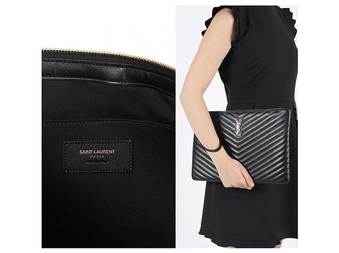 Saint Laurent Clutch Nero Grande Oro - vista 10