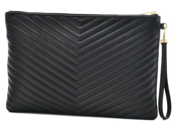Saint Laurent Clutch Nero Grande Oro - vista 7