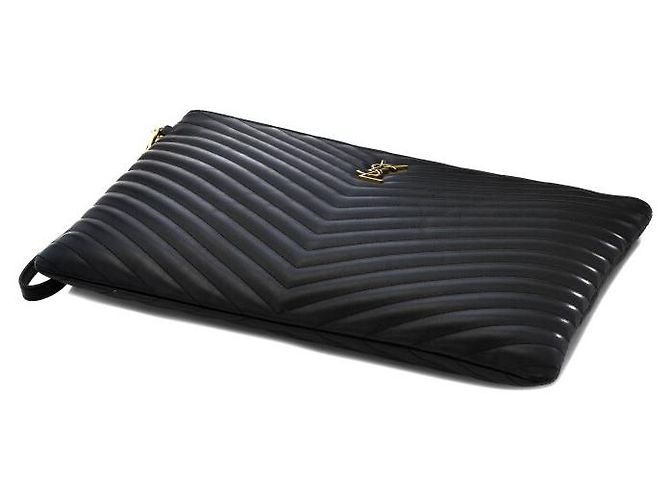 Saint Laurent Clutch Nero Grande Oro - vista 8