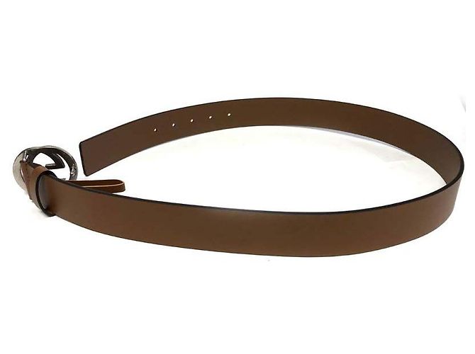 Gucci Leather Belt Interlocking BGHON Brown - view 2