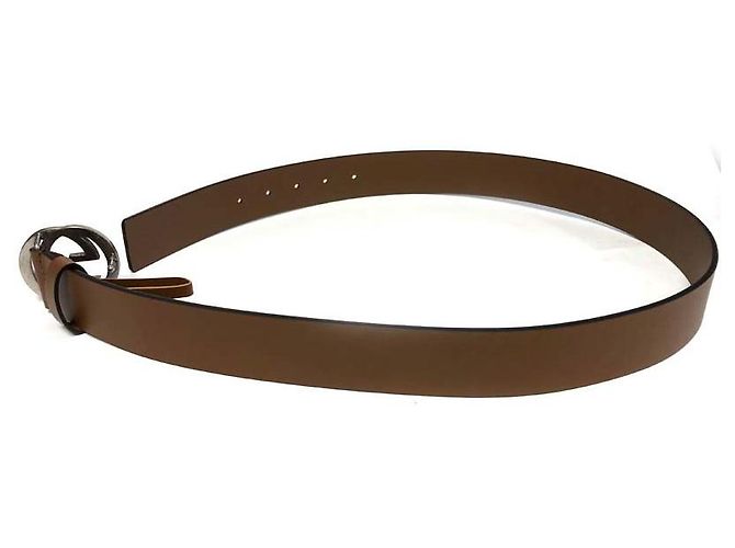 Gucci Leather Belt Interlocking BGHON Brown - view 6