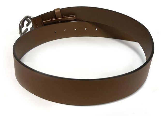 Gucci Leather Belt Interlocking BGHON Brown - view 8