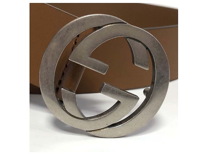 Gucci Leather Belt Interlocking BGHON Brown - view 9