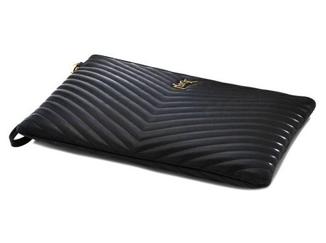 Saint Laurent Grande pochette nera con hardware dorato Nero - vista 3
