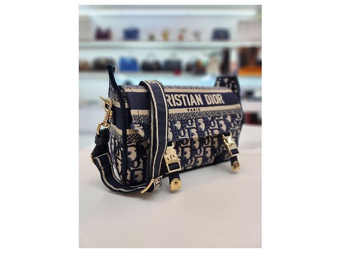 Dior Borsa a spalla e crossbody piccola ricamata Blu - vista 5
