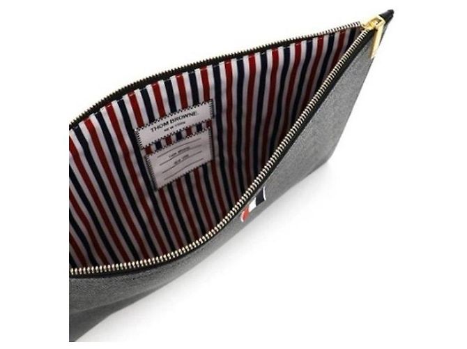 Thom Browne Pochette Medium à Rabat Trois Rayures Noir - vue 3