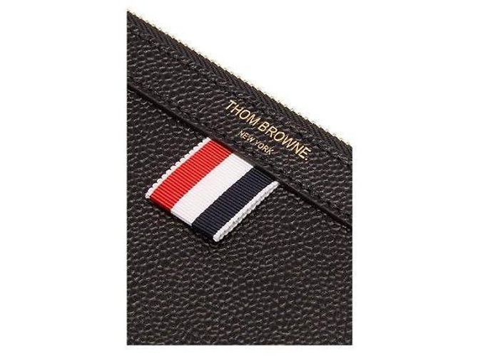 Thom Browne Pochette Medium à Rabat Trois Rayures Noir - vue 4