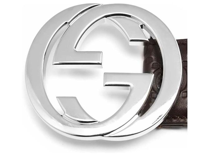 Gucci Cintura marrone con fibbia intrecciata e firma - vista 9