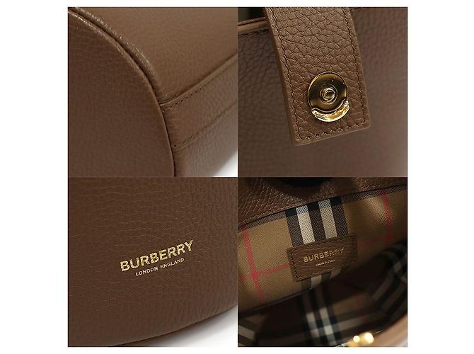 Burberry Piccolo secchiello in pelle di vitello grana marrone terra - vista 7