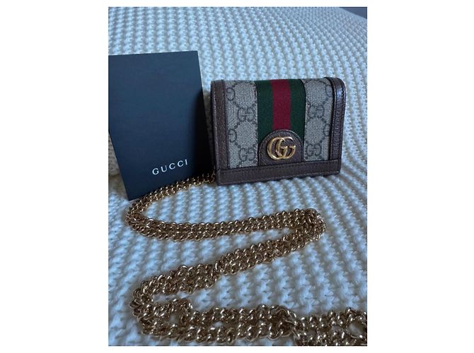 Borsa a tracolla Gucci Ophidia con catena marrone - vista 2