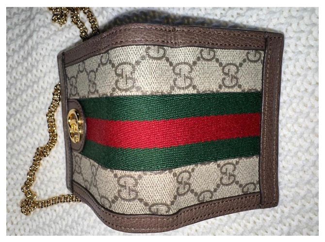 Borsa a tracolla Gucci Ophidia con catena marrone - vista 6