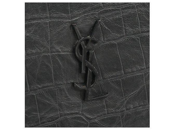 Saint Laurent Pochette Document Monogram en Cuir Crocodile Noir - vue 7
