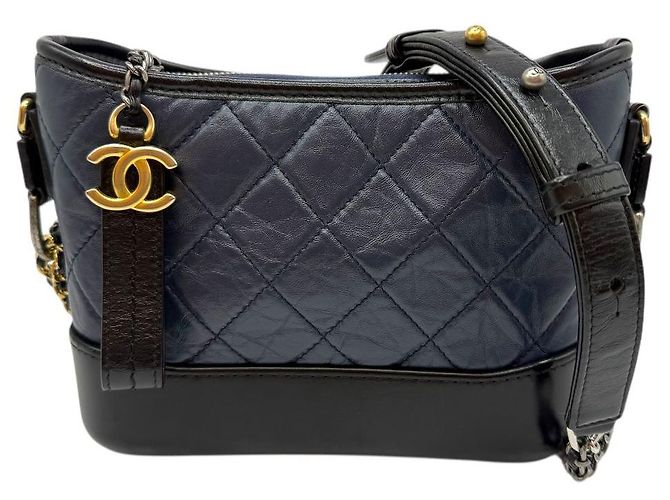 Chanel Borsa hobo piccola Gabrielle con catena blu navy - vista 2