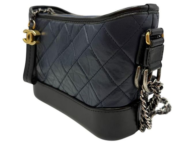 Chanel Borsa hobo piccola Gabrielle con catena blu navy - vista 3