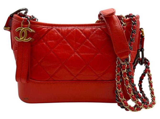 Chanel Borsa hobo piccola Gabrielle con catena rossa Rosso - vista 2
