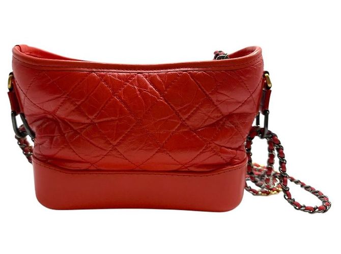 Chanel Borsa hobo piccola Gabrielle con catena rossa Rosso - vista 4
