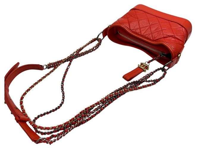 Chanel Borsa hobo piccola Gabrielle con catena rossa Rosso - vista 6