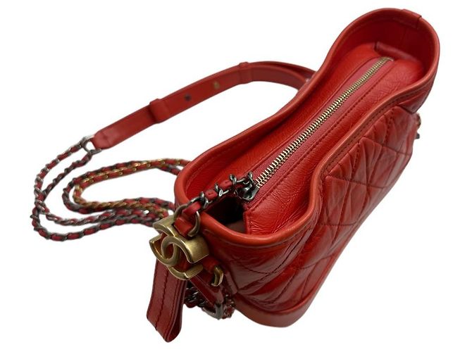 Chanel Borsa hobo piccola Gabrielle con catena rossa Rosso - vista 7