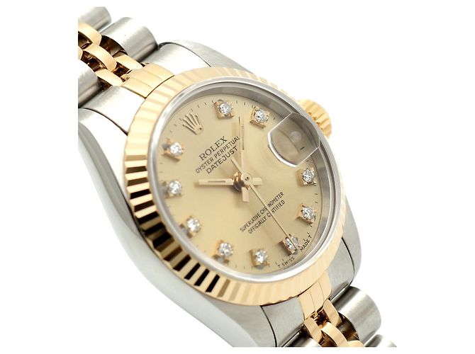 Rolex Datejust Champagne Gold Damen Combi-Uhr Nach Diamant Golden - Ansicht 11