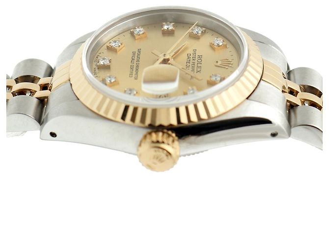 Rolex Datejust Champagne Gold Damen Combi-Uhr Nach Diamant Golden - Ansicht 12