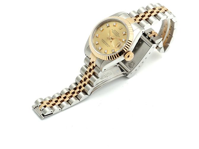 Rolex Datejust Champagne Gold Damen Combi-Uhr Nach Diamant Golden - Ansicht 14
