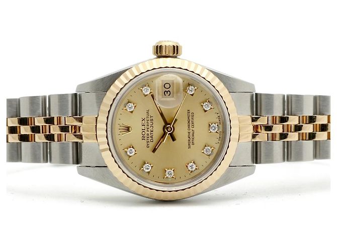 Rolex Datejust Champagne Gold Damen Combi-Uhr Nach Diamant Golden - Ansicht 18