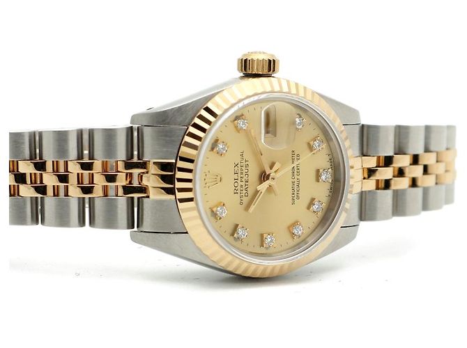 Rolex Datejust Champagne Gold Damen Combi-Uhr Nach Diamant Golden - Ansicht 19