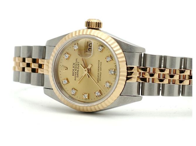 Rolex Datejust Champagne Gold Damen Combi-Uhr Nach Diamant Golden - Ansicht 20