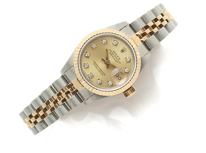 Rolex Datejust Champagne Gold Damen Combi-Uhr Nach Diamant Golden - Ansicht 22