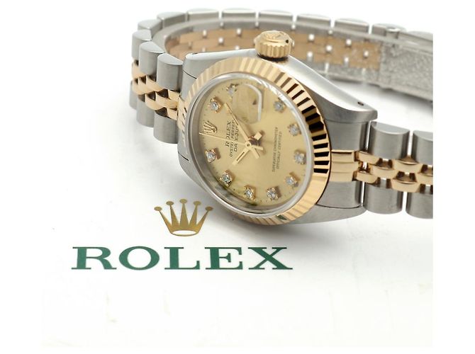 Rolex Datejust Champagne Gold Damen Combi-Uhr Nach Diamant Golden - Ansicht 23