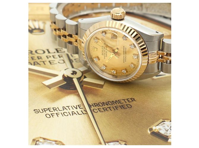 Rolex Datejust Champagne Gold Damen Combi-Uhr Nach Diamant Golden - Ansicht 24