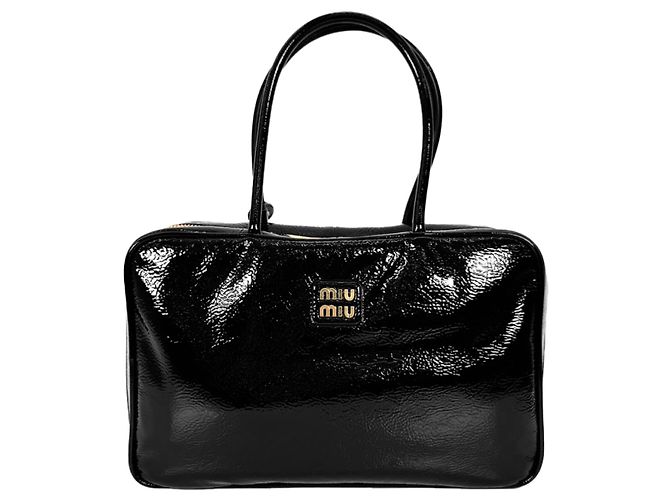 Miu Miu Damentasche aus lackiertem Nappa-Leder Gold Schwarz - Ansicht 2