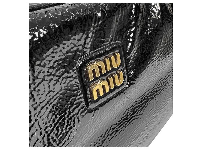 Miu Miu Damentasche aus lackiertem Nappa-Leder Gold Schwarz - Ansicht 7
