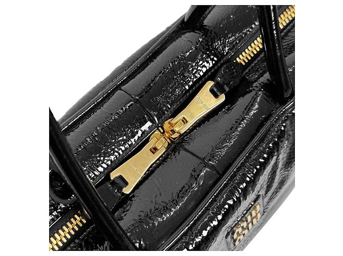 Miu Miu Damentasche aus lackiertem Nappa-Leder Gold Schwarz - Ansicht 8
